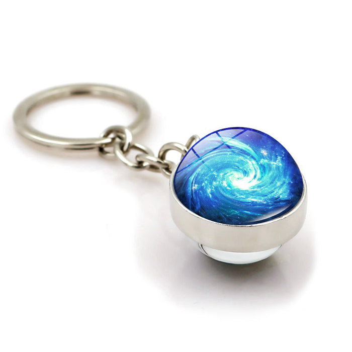 Wholesale Keychains For Backpacks Universe Space Swirl Zinc Alloy Glass Keychain JDC-KC-Hengx006