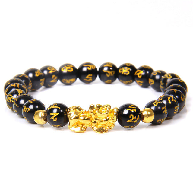 Wholesale Natural Tiger Eye Stone Six Words Proverbs Stone Bead Bracelet JDC-BT-YinY007