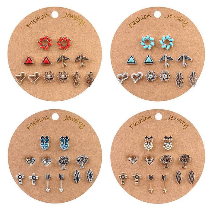 Wholesale Earrings Alloy 6 Pairs Vintage Small Stud Earrings JDC-ES-Yuhong023