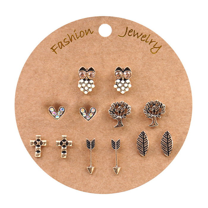 Wholesale Earrings Alloy 6 Pairs Vintage Small Stud Earrings JDC-ES-Yuhong023