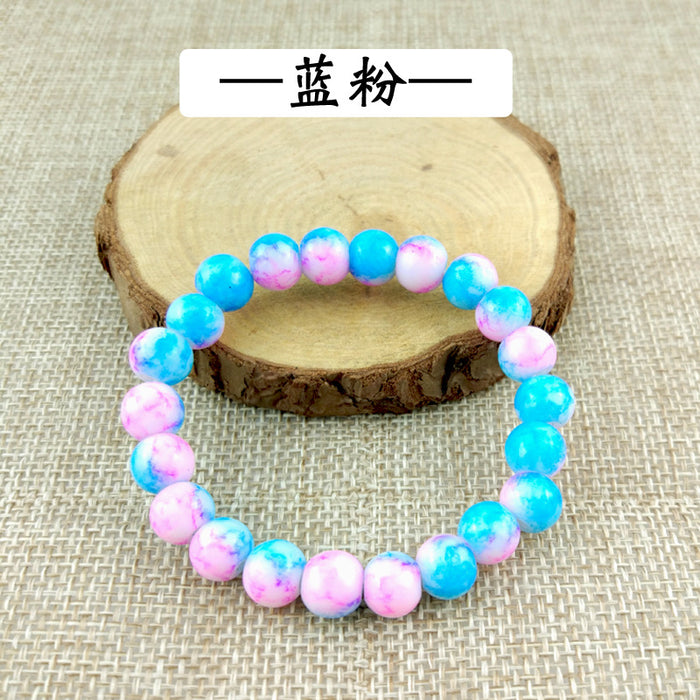 Wholesale glass paint glass beads student bracelet MOQ≥2 JDC-BT-RunQ002