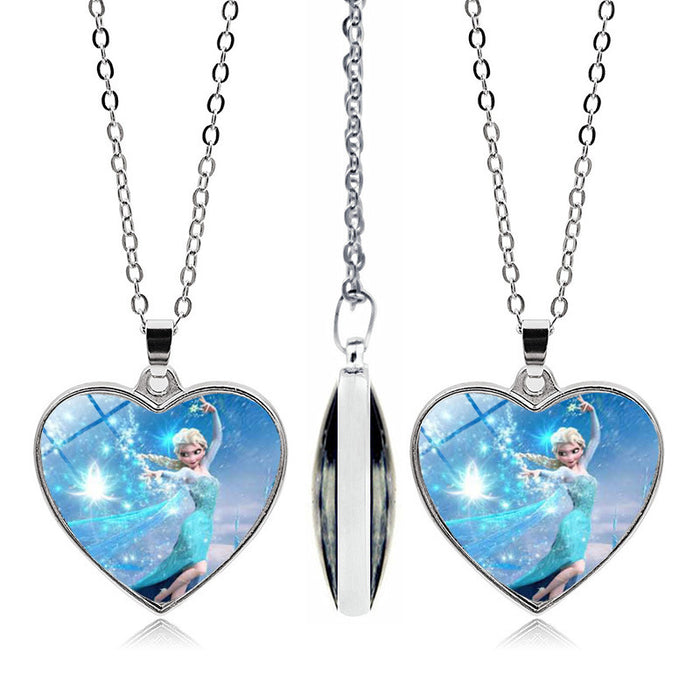 Jewelry WholesaleWholesale Alloy Glass Piece Princess Time Gemstone Heart Necklace JDC-NE-Hengx003 Necklaces 横湘 %variant_option1% %variant_option2% %variant_option3%  Factory Price JoyasDeChina Joyas De China