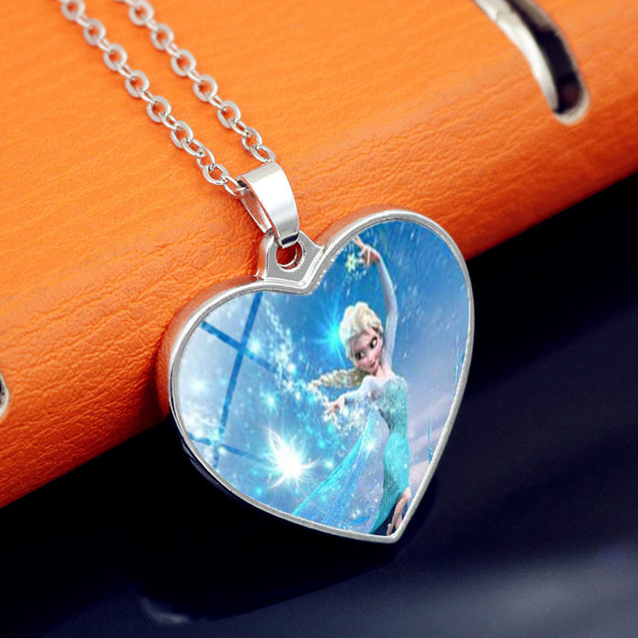 Jewelry WholesaleWholesale Alloy Glass Piece Princess Time Gemstone Heart Necklace JDC-NE-Hengx003 Necklaces 横湘 %variant_option1% %variant_option2% %variant_option3%  Factory Price JoyasDeChina Joyas De China