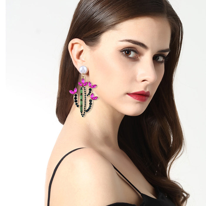 Jewelry WholesaleWholesale Cactus Alloy Set Color Rhinestone Retro Style Earrings JDC-ES-Hemin007 Earrings 和鸣 %variant_option1% %variant_option2% %variant_option3%  Factory Price JoyasDeChina Joyas De China