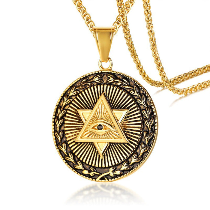 Wholesale Alloy God's Eye Gold Men's European and American Style Necklace JDC-NE-ShengL005