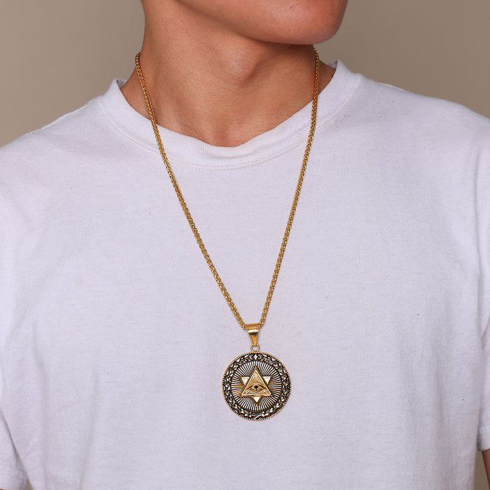 Wholesale Alloy God's Eye Gold Men's European and American Style Necklace JDC-NE-ShengL005