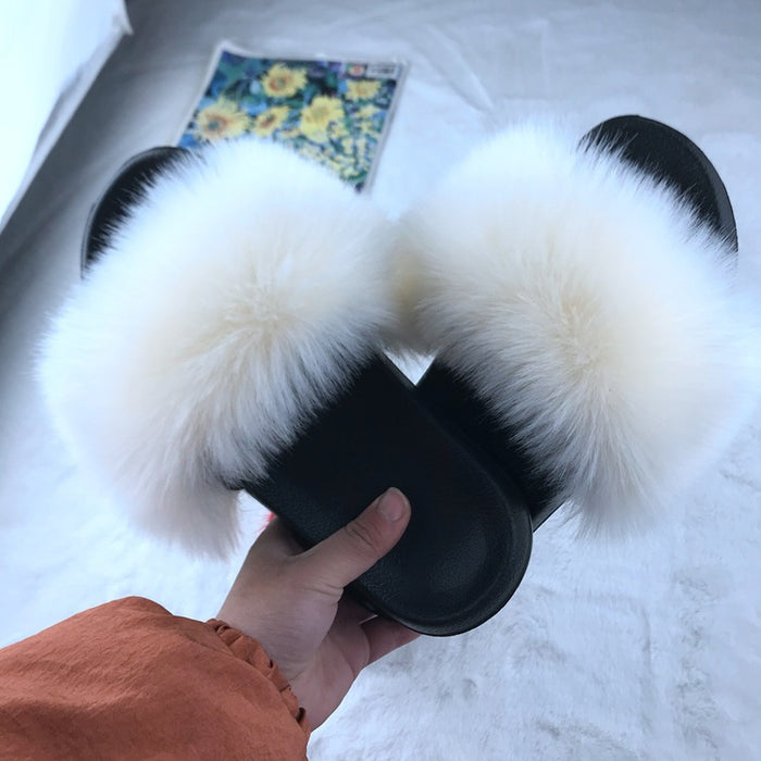 Wholesale wool slippers women imitation fox fur JDC-SP-Ximen001