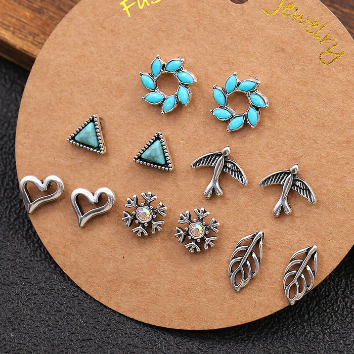 Wholesale Earrings Alloy 6 Pairs Vintage Small Stud Earrings JDC-ES-Yuhong023