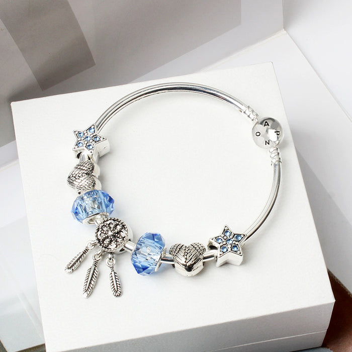 Wholesale Crystal Diamond Alloy Blue Star Dreamcatcher Bracelet JDC-BT-YouD001