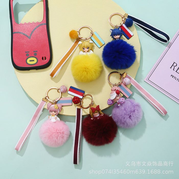 Wholesale hair ball doll keychain guardian sweetheart cartoon pendant MOQ≥3 JDC-KC-WYan010