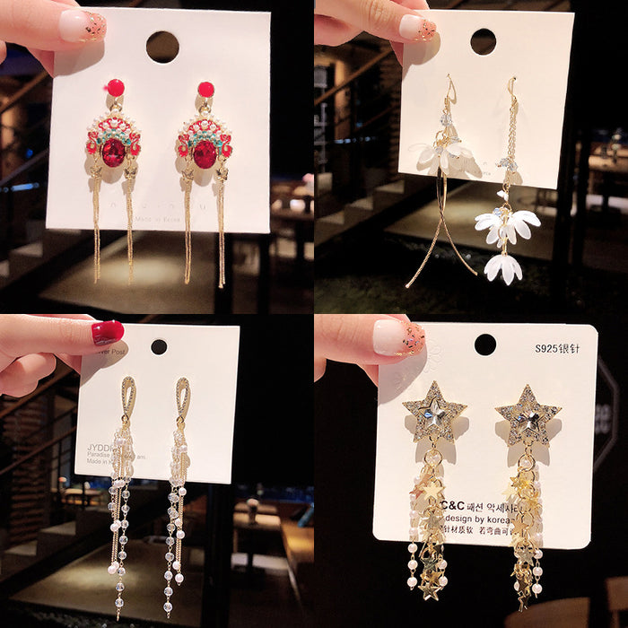 Wholesale Earrings S925 Silver Needle Tassel Pearls JDC-ES-HanJ002