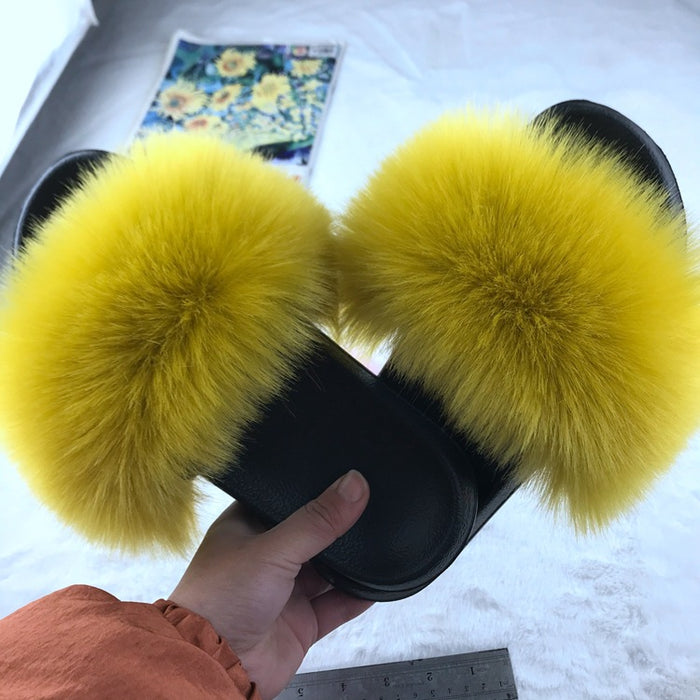 Wholesale wool slippers women imitation fox fur JDC-SP-Ximen001