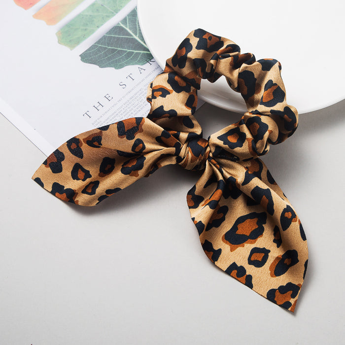 Wholesale Leopard Print Fabric Elastic Cord Hair Scrunchies JDC-HS-Hemin001