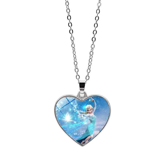 Jewelry WholesaleWholesale Alloy Glass Piece Princess Time Gemstone Heart Necklace JDC-NE-Hengx003 Necklaces 横湘 %variant_option1% %variant_option2% %variant_option3%  Factory Price JoyasDeChina Joyas De China