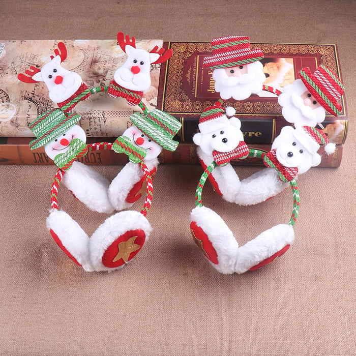 Wholesale Earmuff Fabric Christmas Cartoon Santa Keep Warm MOQ≥2 JDC-EF-weif001