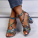 Jewelry WholesaleWholesale plus size snake pattern colorblock cross word strap chunky high heel sandals JDC-SD-JingL002 Sandal 锦礼 %variant_option1% %variant_option2% %variant_option3%  Factory Price JoyasDeChina Joyas De China