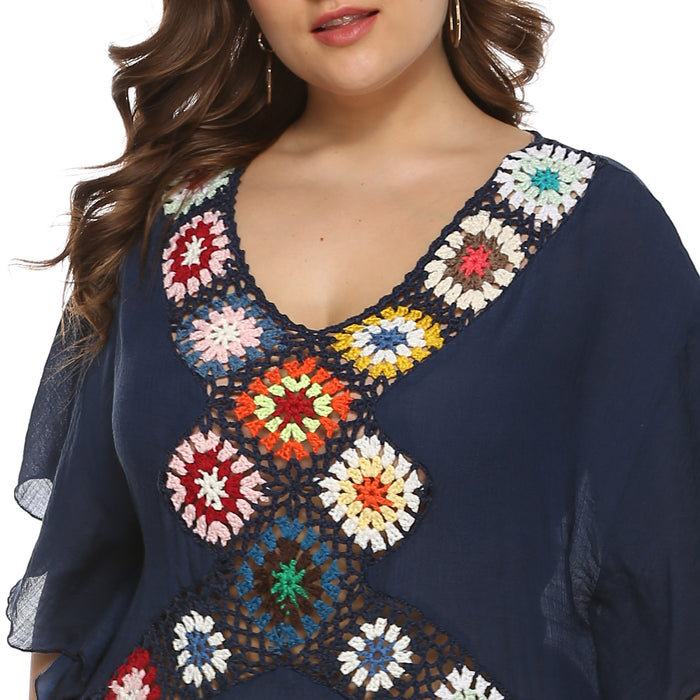 Wholesale Plus Size Polyester Sunscreen Beach Cover Up JDC-BCU-Yimei001