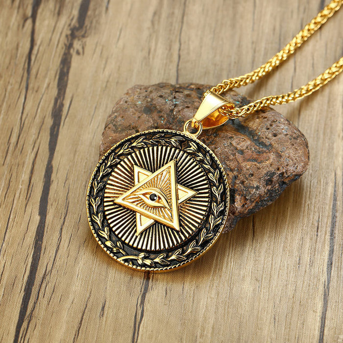 Wholesale Alloy God's Eye Gold Men's European and American Style Necklace JDC-NE-ShengL005