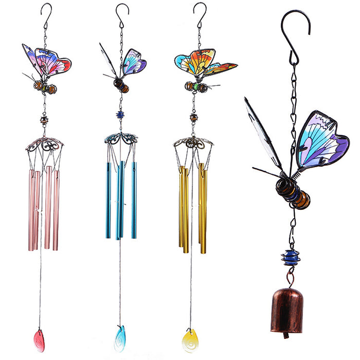 Wholesale Butterfly Painted Metal Iron Glass Wind Chimes JDC-WC-ZYang007