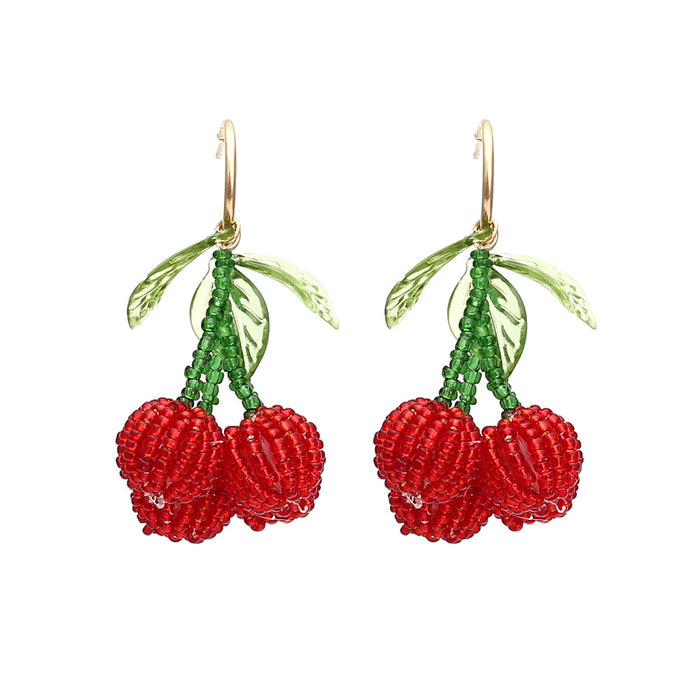 Jewelry WholesaleWholesale hand-woven crystal beaded cherry earrings JDC-ES-MY255 Earrings 曼茵 %variant_option1% %variant_option2% %variant_option3%  Factory Price JoyasDeChina Joyas De China