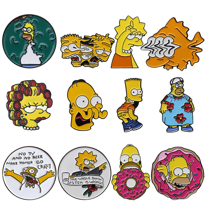 Wholesale brooch Cartoon Simpson's funny personality alloy JDC-BC-QiH006