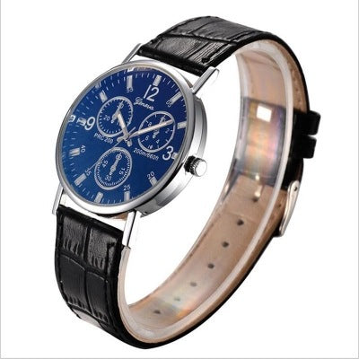 Jewelry WholesaleWholesale blue light glass false triple eyelid belt watch JDC-WH-SS005 Watch 时梭 %variant_option1% %variant_option2% %variant_option3%  Factory Price JoyasDeChina Joyas De China