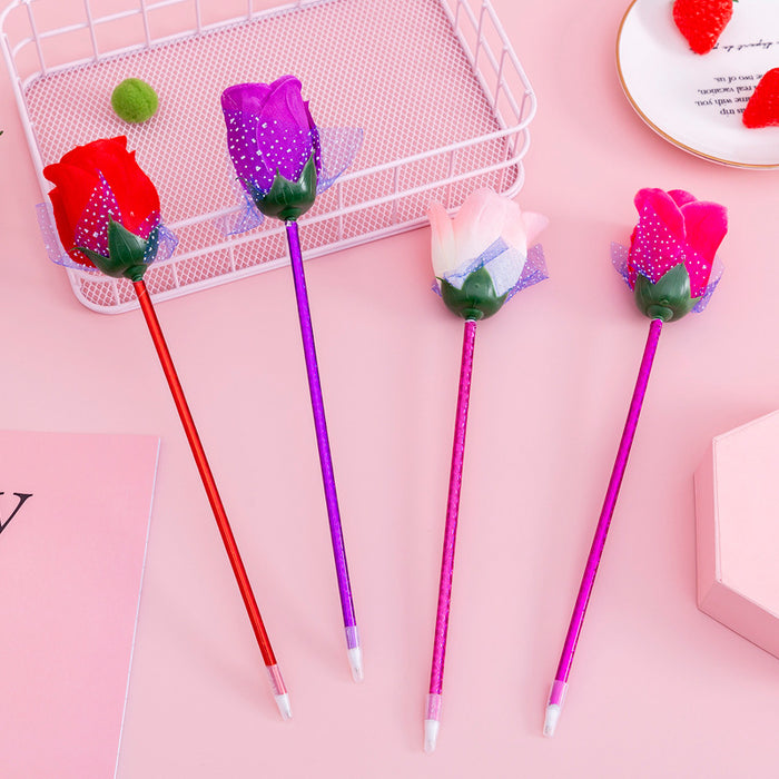 Wholesale Random Rose Plastic Ballpoint Pen MOQ≥2 JDC-BP-GSWH001