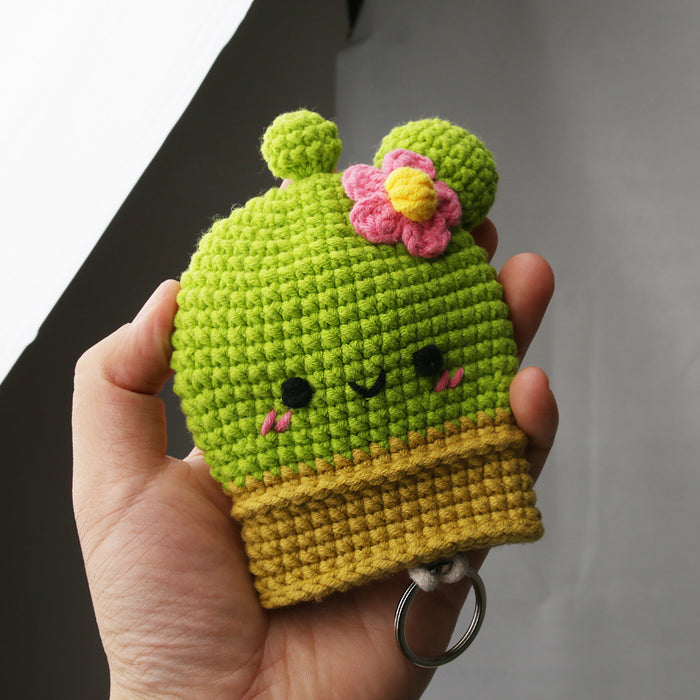 Wholesale original handmade cactus key bag extended version cute wool MOQ≥3 JDC-KC-BDXY005