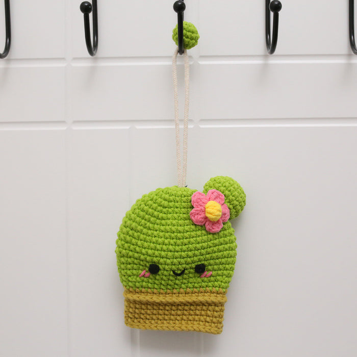 Wholesale original handmade cactus key bag extended version cute wool MOQ≥3 JDC-KC-BDXY005