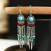 Jewelry WholesaleWholesale Chain Tassel Turquoise Alloy Earrings JDC-ES-Daiq032 Earrings 黛茜 %variant_option1% %variant_option2% %variant_option3%  Factory Price JoyasDeChina Joyas De China