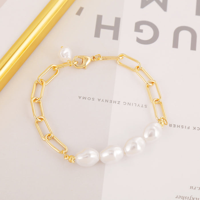 Wholesale Baroque Pearl Alloy Bracelet JDC-BT-ManY001