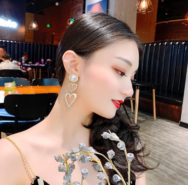 Jewelry WholesaleWholesale love pearl rhinestone long alloy earrings JDC-ES-Shuangd002 Earrings 双笛 %variant_option1% %variant_option2% %variant_option3%  Factory Price JoyasDeChina Joyas De China