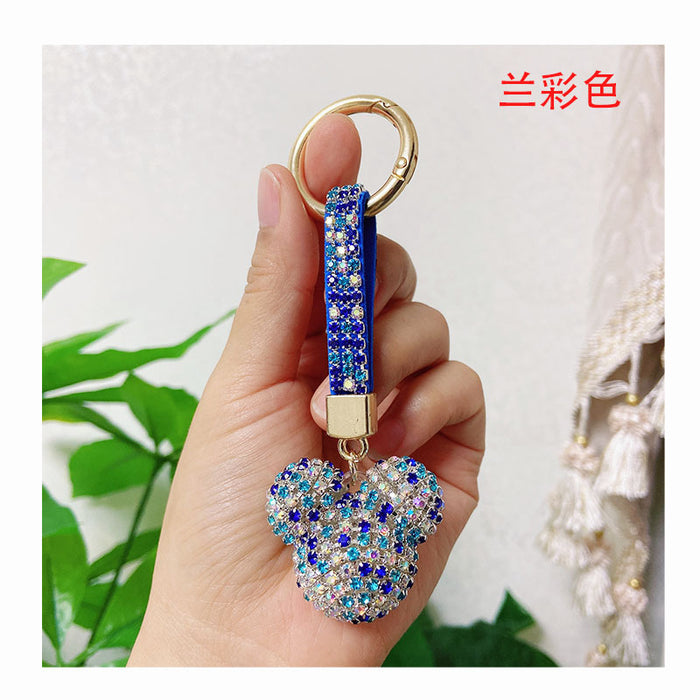 Wholesale cartoon rhinestone cute metal chain keychain MOQ≥2 （M) JDC-KC-LYa002