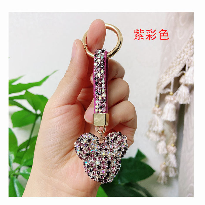 Wholesale cartoon rhinestone cute metal chain keychain MOQ≥2 （M) JDC-KC-LYa002