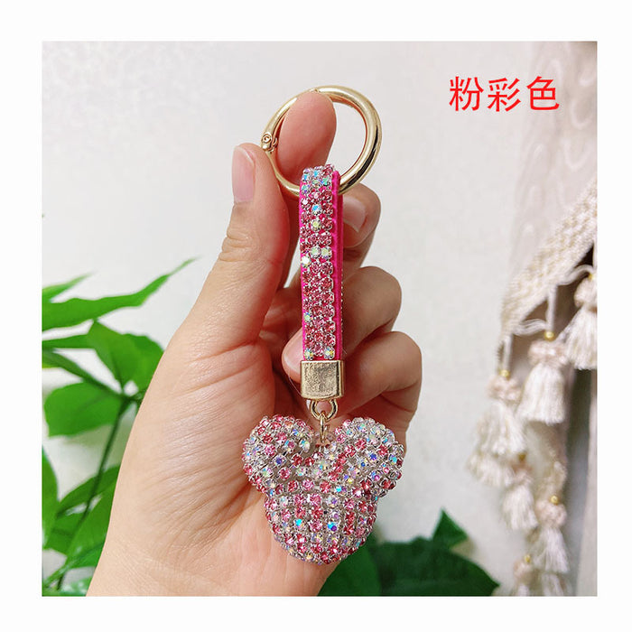 Wholesale cartoon rhinestone cute metal chain keychain MOQ≥2 （M) JDC-KC-LYa002