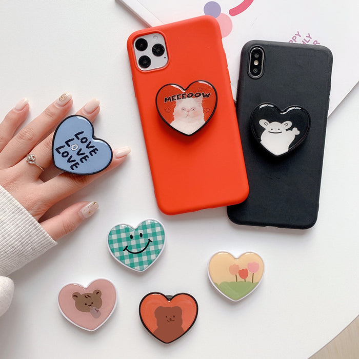 Wholesale Grips Cartoon Heart Shaped Rotatable Retractable Airbag Bracket Mobile Phone Holder JDC-PS-Chwei004