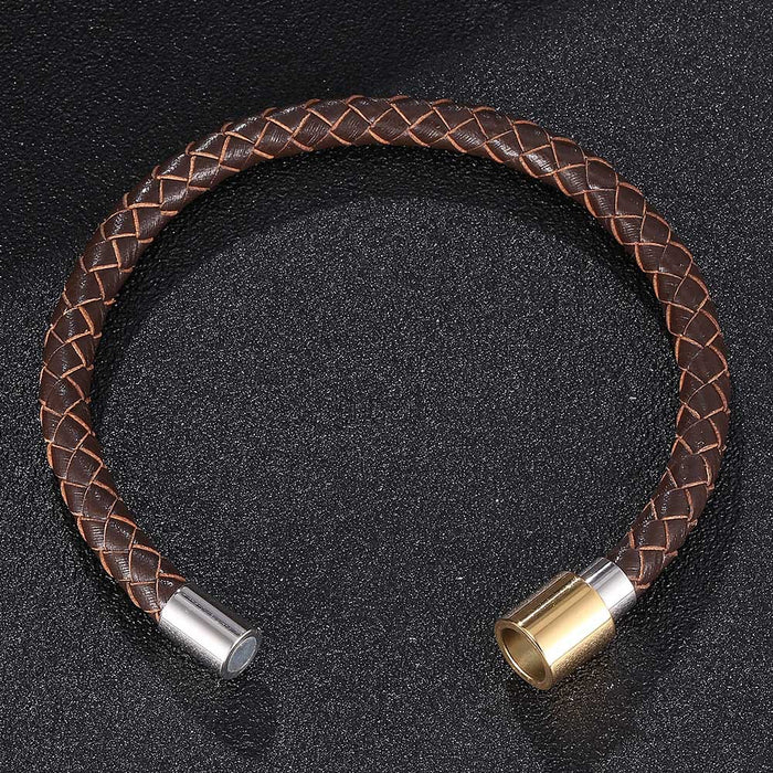 Jewelry WholesaleWholesale Men's Leather Braided Stainless Steel Bracelet JDC-BT-RShen014 Bracelet 日盛 %variant_option1% %variant_option2% %variant_option3%  Factory Price JoyasDeChina Joyas De China