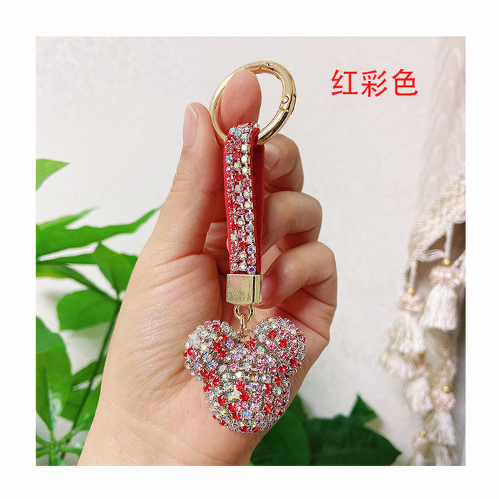 Wholesale cartoon rhinestone cute metal chain keychain MOQ≥2 （M) JDC-KC-LYa002