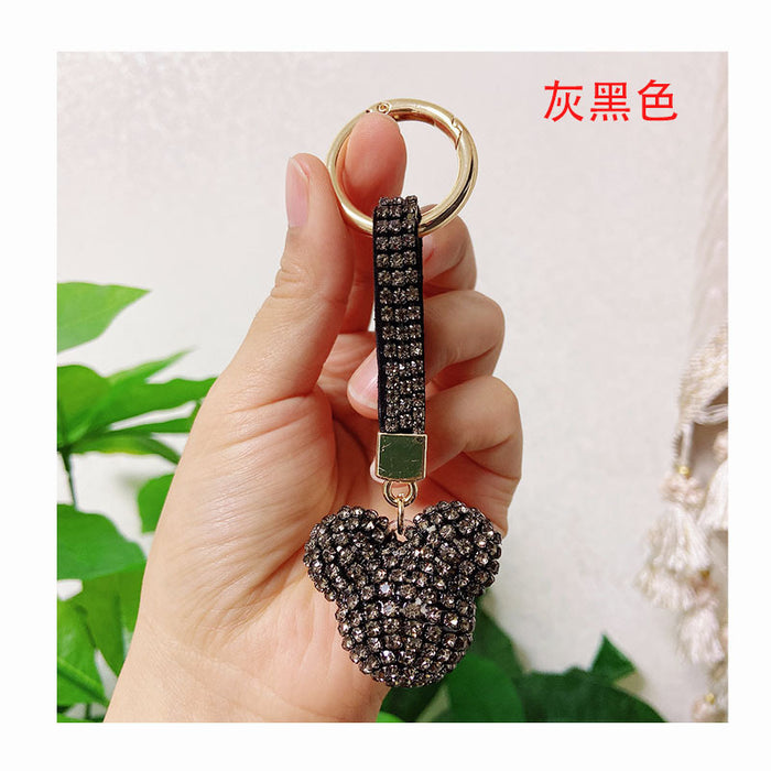 Wholesale cartoon rhinestone cute metal chain keychain MOQ≥2 （M) JDC-KC-LYa002