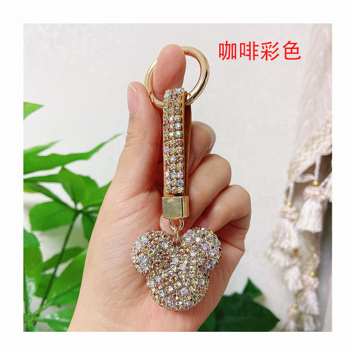 Wholesale cartoon rhinestone cute metal chain keychain MOQ≥2 （M) JDC-KC-LYa002