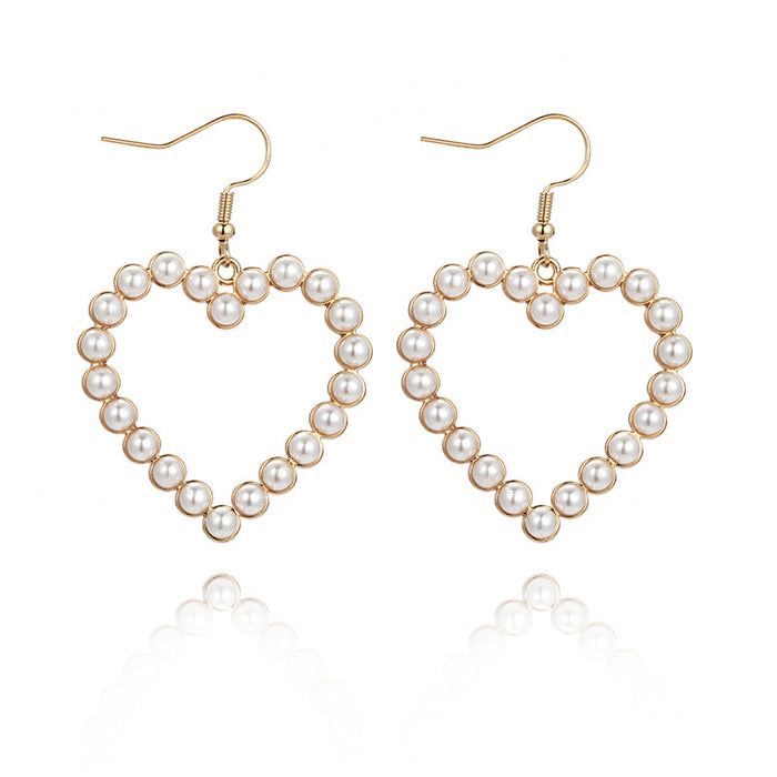 Wholesale Pearl Heart Shaped Alloy Earrings JDC-ES-Haoli003