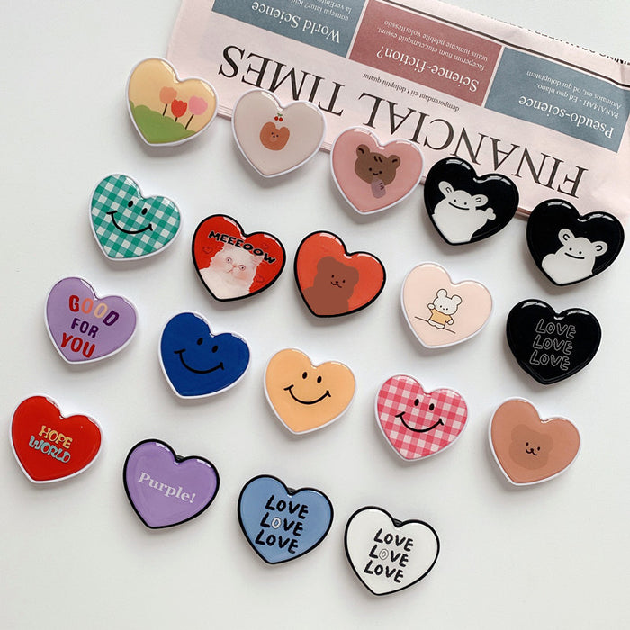 Wholesale Grips Cartoon Heart Shaped Rotatable Retractable Airbag Bracket Mobile Phone Holder JDC-PS-Chwei004