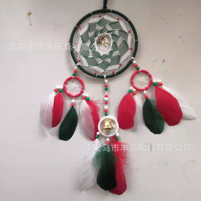 Wholesale Christmas Bells Dream Catcher Ornament Plastic circle feather MOQ≥2 JDC-DC-ZongY001