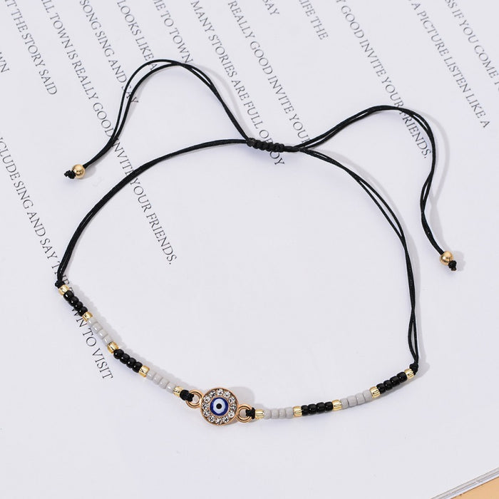 Wholesale Millet Bead Belt Drill Devil's Eye Adjustable Braided Rope Bracelet JDC-BT-ZheQ005