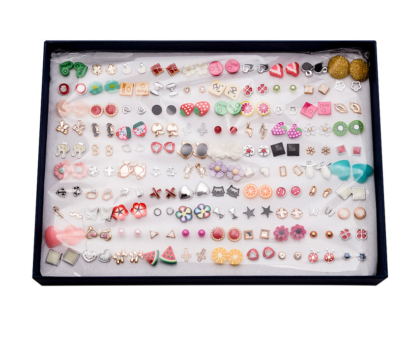 Wholesale 100 Pairs Boxed Stud Earrings Soft Pottery Drip Oil JDC-ES-Mdd014