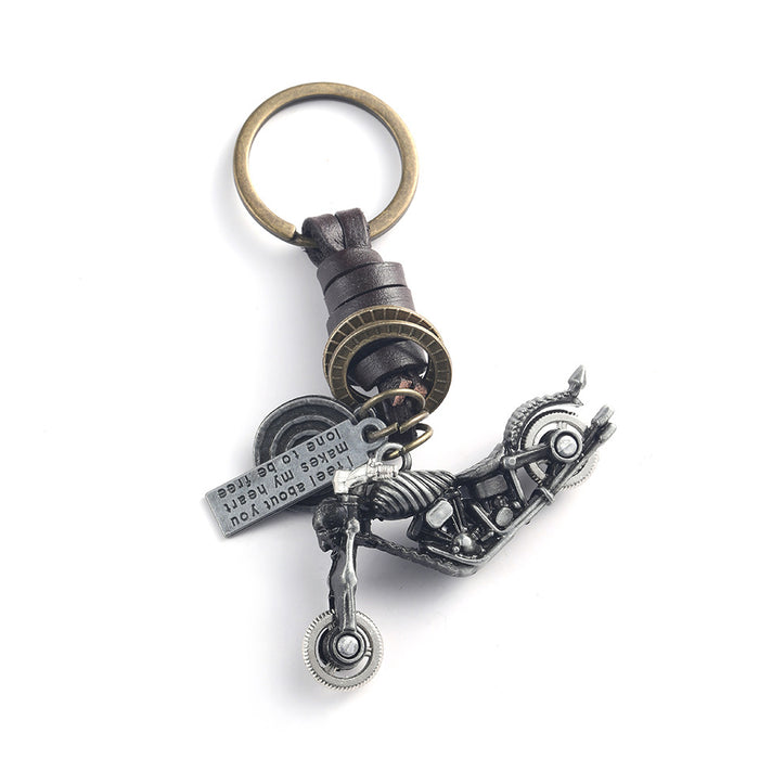 Jewelry WholesaleWholesale leather woven metal motorcycle keychain JDC-KC-KJ001 Keychains 坤杰 %variant_option1% %variant_option2% %variant_option3%  Factory Price JoyasDeChina Joyas De China