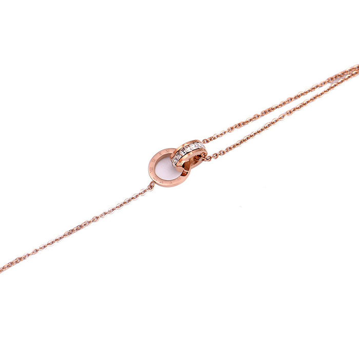 Jewelry WholesaleWholesale rose gold double ring Roman digital white diamond Anklet JDC-AS-Ls001 Anklet 靓尚 %variant_option1% %variant_option2% %variant_option3%  Factory Price JoyasDeChina Joyas De China