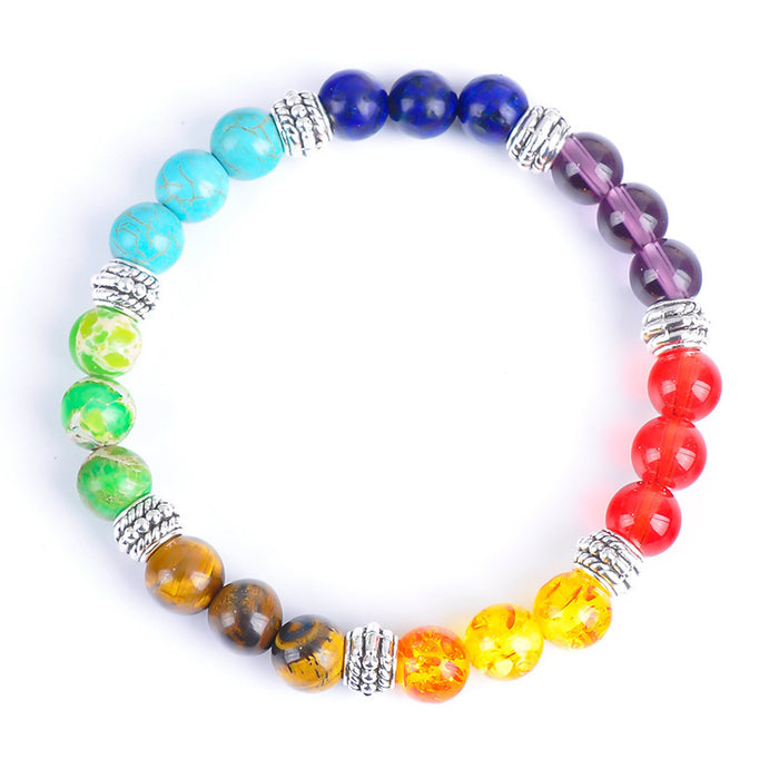 Wholesale Emperor Blue Gold Yoga Bracelet Colorful Beaded Bracelet JDC-BT-YanH002