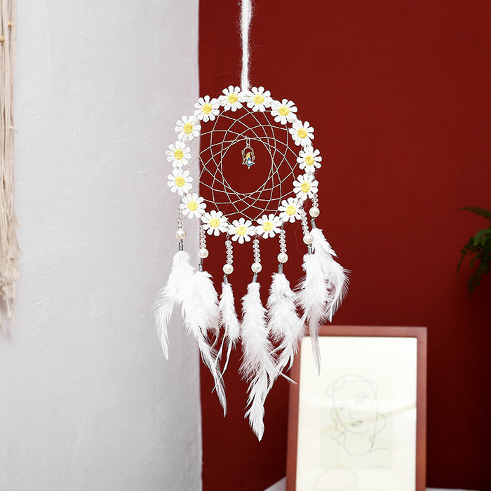 Jewelry WholesaleWholesale Feather Girl Iron Ring Flower Dreamcatcher MOQ≥2 JDC-DC-MGu033 Dreamcatcher 梦罟 %variant_option1% %variant_option2% %variant_option3%  Factory Price JoyasDeChina Joyas De China