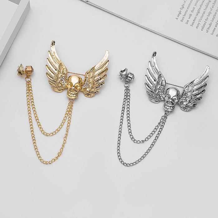 Wholesale Brooch Alloy Skull Chain Halloween Devil Wings JDC-BC-MDD002